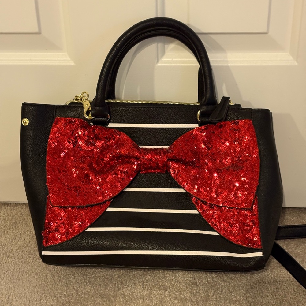 Betsey Johnson Black and Red Bow Handbag